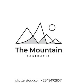 Mountain lineart vector logo, Nature symbol suitable for climbing