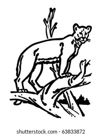 Mountain Lion - Retro Clipart Illustration