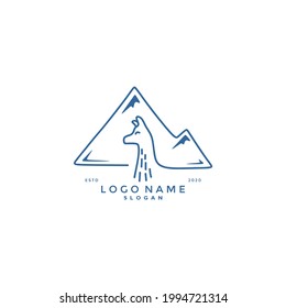 Mountain Llama logo vector. With mountain or hills plateau concept as nature wild life ecosystem. Simple alpaca silhouette icon. For Outdoor adventure, Apparel clothing, web site, apps, Shirt brand