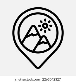 Mountain location icon in line style, use for website mobile app presentation