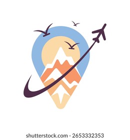 Diseño de logotipos de iconos de Locación de montaña: emblema de Vector minimalista para marcas de aventura y viajes