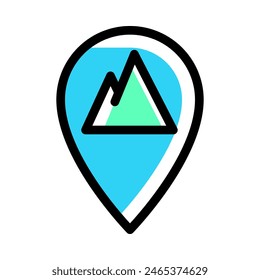 Mountain location icon vector illustration in colored outline style