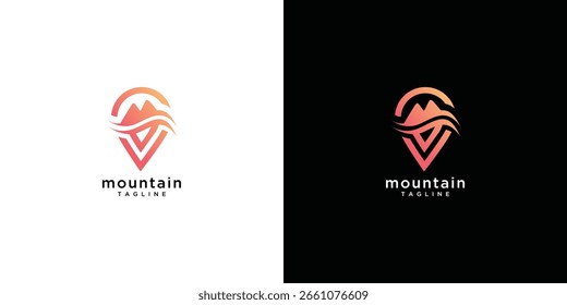 Mountain location pin logo design template	
