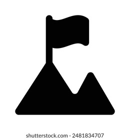 Montaña con pin de ubicación, Vector de ubicación de montaña, ruta de senderismo icono