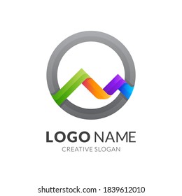 mountain logo with 3d colorful style