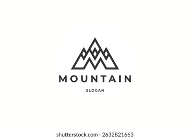 Mountain logo, abstract letter M with mountain combination, usable for brand and company logos, logo design template element. vector illustration
