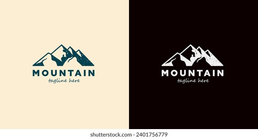 Diseño vectorial abstracto del logotipo de montaña. Plantilla de Logotipo para deporte extremo, escaladores, aventuras naturales, exploradores