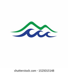 mountain logo accompanied river waves
