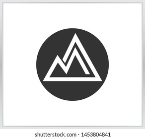 Mountain logo. mountain for adventure logos flat style isolated. letter M logo template
