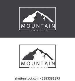 Mountain Logo, Mountain Adventure with Silhouette Model in Simple Modern Style Vector Design for Company and Product Brand