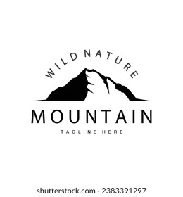 Mountain Logo, Mountain Adventure with Silhouette Model in Simple Modern Style Vector Design for Company and Product Brand