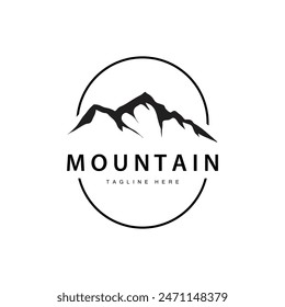 Mountain Logo, Mountain Adventure with Silhouette Model in Simple Modern Style Vector Design for Company and Product Brand