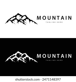 Mountain Logo, Mountain Adventure with Silhouette Model in Simple Modern Style Vector Design for Company and Product Brand