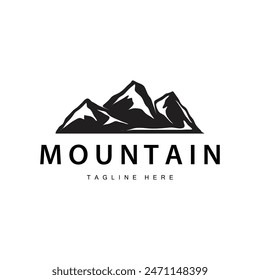 Mountain Logo, Mountain Adventure with Silhouette Model in Simple Modern Style Vector Design for Company and Product Brand