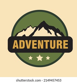 mountain logo with adventure text vector design
