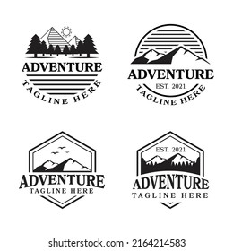 mountain logo, adventurous logo in retro style.
Perfect for symbols of adventure, clubs, sports, groups and more.