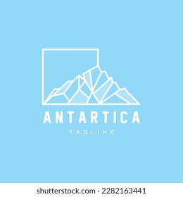 Logotipo de montaña, diseño del logotipo de Iceberg antártico, vector paisajístico de la naturaleza, icono de ilustración de marca de producto