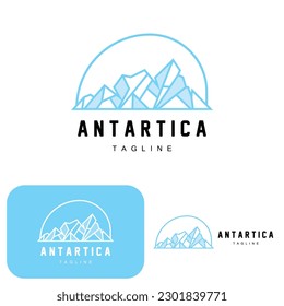 Mountain Logo, Antarctic Iceberg Logo Design, Nature Landscape Vector, Product Brand Illustration Icon