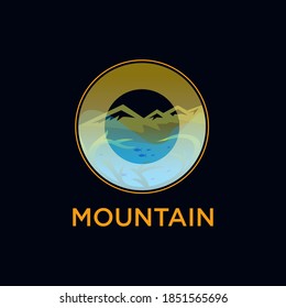 Mountain logo with aqua style design vector
