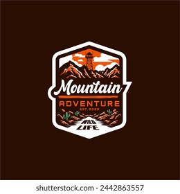 mountain logo badge vector image