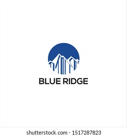 mountain logo blue color vector design for landscape or adventure outdoor activity template