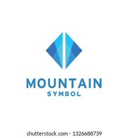 Mountain Logo / Blue Icon / Flat Symbol Design Inspiration