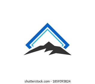 Logo de la montaña vector de naturaleza azul 
