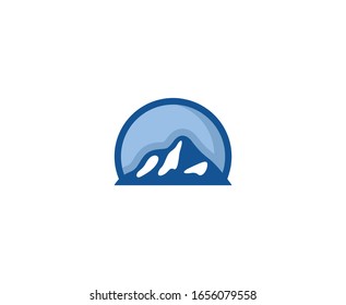 Icono del vector azul del logotipo de montaña 