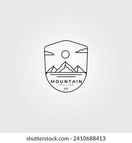 mountain logo budge outline, line art vector vintage illustration design