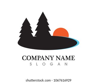 Mountain Logo Business Template Vector
Mountain nature landscape  logo and symbols  icons template pine tree sunset and sunrise island
