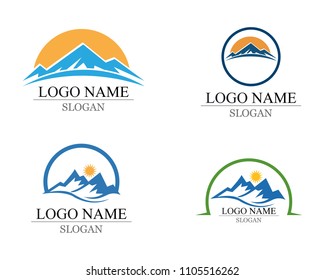 Mountain Logo Business Template Vector of nature landscape rock and adventure design 
