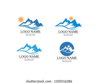 Mountain Logo Business Template Vector of nature landscape rock and adventure design 
