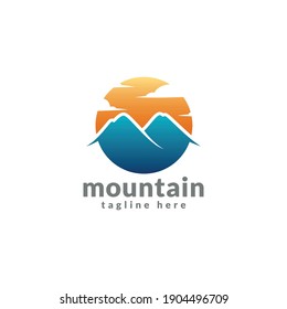 Mountain logo with circle concept 