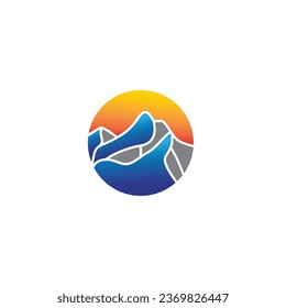 mountain logo circle design abstract color vector illustration