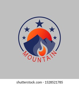 Mountain logo with circle design, Mountain hike, mountain explorer 