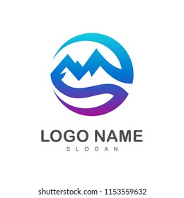 mountain logo in circle shape