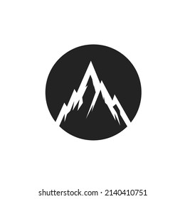 mountain logo with circle shape flat design vector