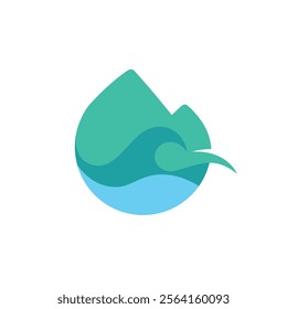 mountain logo with clear water concept