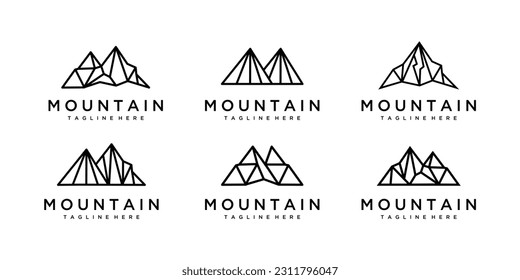 Mountain logo collection made with lines