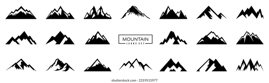 Mountain logo collection. Set of black mountain icons. Vector