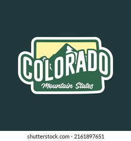 Mountain Logo Of Colorado Map. Badge Vintage Illustration Design