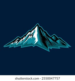 mountain logo colored isolated drawing line art style sketch classic vintage design illustration