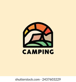 Mountain Logo Colorful Vector, High Peak Monoline Icon Symbol, Adventure Creative Vintage Graphic Design