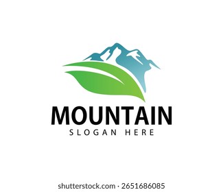 mountain logo creative green leave nature design concept landscape