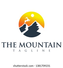 The mountain logo with deer design