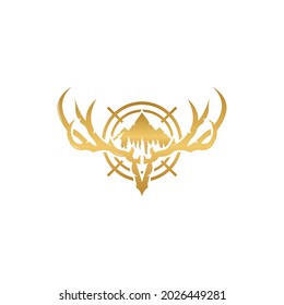 Mountain Logo With Deer To Hunt