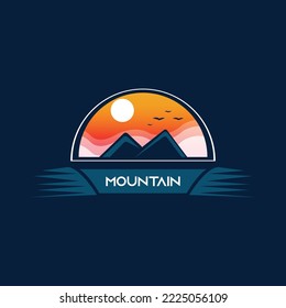 mountain logo design in the afternoon, sunset