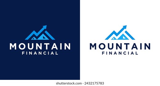 mountain logo design with arrow for finance, consulting and finance