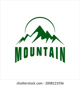 Diseño de logotipo de montaña con texto grande y claro, color verde y cambiable