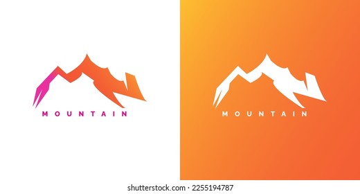 Mountain Logo Design with Color Gradient. Landscape or Adventure Logo Illustration